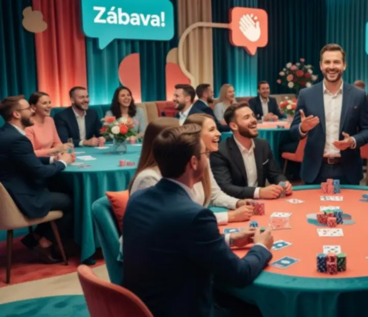 Zábavný pokerový turnaj na nečisto s moderátorem a hosty u stolů